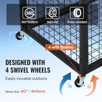VEVOR Rolling Sports Ball Storage Cart, Lockable Basketball Cage with Double Lids, Sport Equipment Holder Organizer for Indoor Outdoor, Steel Storage Rack for Garages, Playgroup, Gym and Schools - Image 3