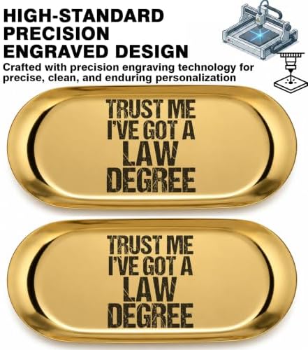 Pawpy Mate Catchall Tray Set of 2, Stainless Steel Oval Gold 7x3 Inch Vanity and Decorative Tray, Rust Resistant Stackable Modern Polished Organizer - Image 6