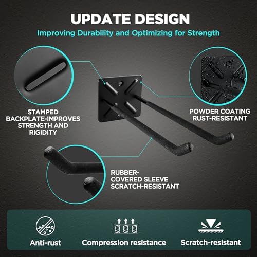 Nacial Garage Wall Hangers, Heavy Duty Ladder Hooks, 12.4 Inch 6 Pack - Image 4