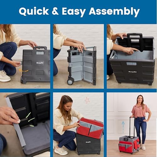ECR4Kids Universal Rolling Cart with Canvas Organizer Bag, Mobile Storage, Red/Grey - Image 6
