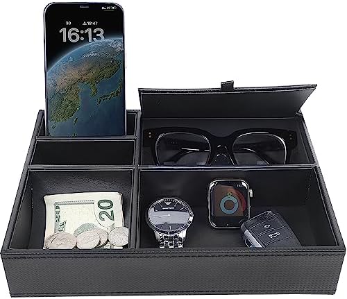Zcaukya Men's Valet Tray, 5 Compartments, Black by Zcaukya%7CBringYouHappyTime