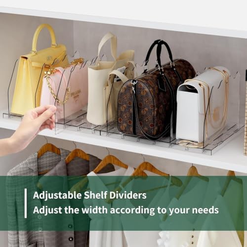 SPACEKEEPER Adjustable Shelf Divider for Closet, Clear Purse Organizers for Closet Acrylic Handbag Separators Storage Organizer Bookshelf Separator Dividers in Bedroom, Office - Image 4