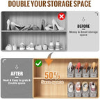 Neprock Shoe Slots Organizer, 20 Pack Adjustable Shoe Rack Stacker Storage Space Saver, Double Deck Shoe Rack Holder for Closet Organization (Grey) - Image 2