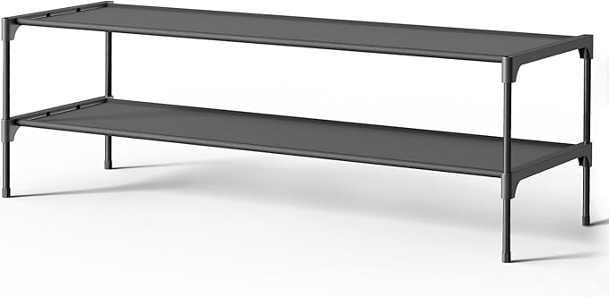 Kitsure Shoe Rack - Non-Woven Shoe Rack Shelf, 36.2" Wide - 2 Tier, Black | Shoe Organizer for Closet, Entryway, Garage, Stackable Shoe Shelves, college dorm&apartment essentials by Kitsure