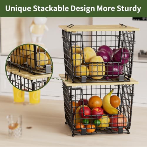2 Pack Stackable Potato Onion Bins, Pantry Organizers and Storage - Image 3