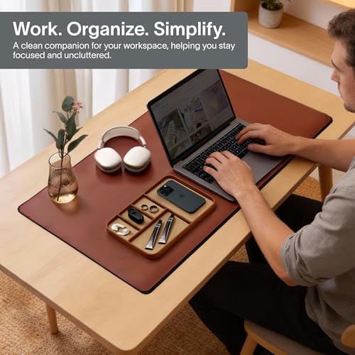 Nordik Leather Valet Tray - Large EDC Tray - Sand Brown 11.8 x 7.9 in - Image 4
