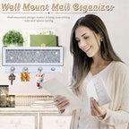 Crushed Diamond Key and Mail Holder for Wall, Crystal Mail Organizer Wall Mount, Mirror Mail and Key Holder Wall Mount for Entryway and Home Decor - Image 3