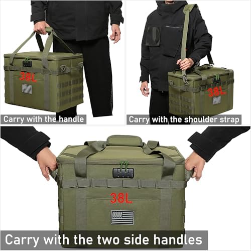 Tactical Camping Storage Bag - 38L Utility Tote Bag Organizer with Combination Lock and Shoulder Strap - Image 5