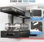 2 Pack 17IN Depth Under Sink Storage Organizer, Large 2-Tier Elegant Mesh Pull Out Shelf for Kitchen and Bathroom Cabinet Organization, L-Shaped and Adjustable Height Design-Black - Image 3