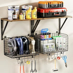Housolution Garage Shelving Wall Mounted with Basket & Hook up to 154 LBS by Housolution