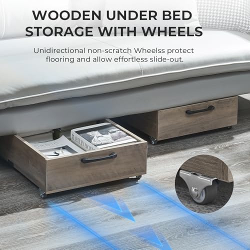 TIOPGHAD 2-Pack Under Bed Storage Drawers with Wheels, Brownish-Gray - Image 2