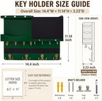 Key Holder Wall Mount with Shelf, Key Hooks for Wall, Green - Image 2