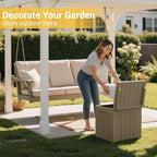 Greesum Outdoor Storage Box 31 Gallon Storage Box with Lid for Patio Furniture, Garden Tools, Pool Supplies, Waterproof and UV Resistant, Lockable, Light Coffee - Image 2