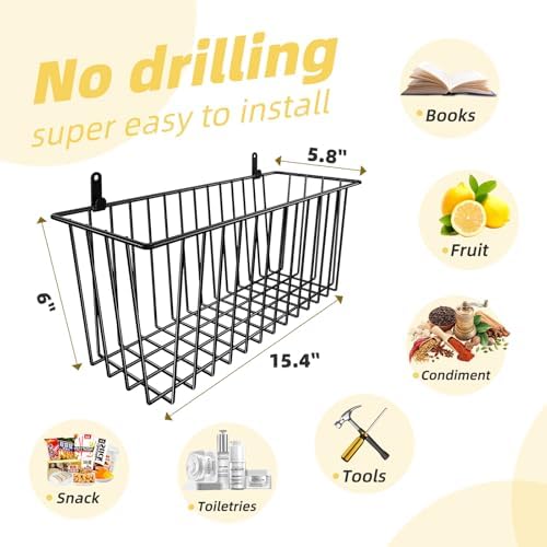 Simple Trending 6 Pack Wire Basket Wall Mount Hanging Baskets - Image 6