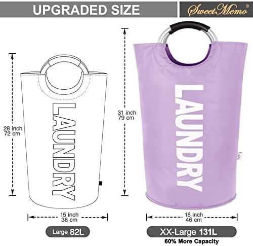 Extra Large Laundry Basket, Big Laundry Hamper Bag Handles, 130L Purple - Image 4