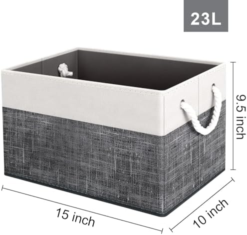 Fab totes Storage Bins 6-Pack, Foldable Storage Baskets for Organizing Toys, Books, Shelves, Closet, Large Storage Box with Rope Handles, Sturdy Organizer Bins, White & Black - Image 2