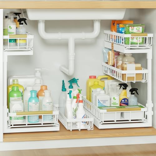 Under Sink Organizer and Storage for Bathroom and Kitchen - 2 Pack 3 Tier by Aekenr