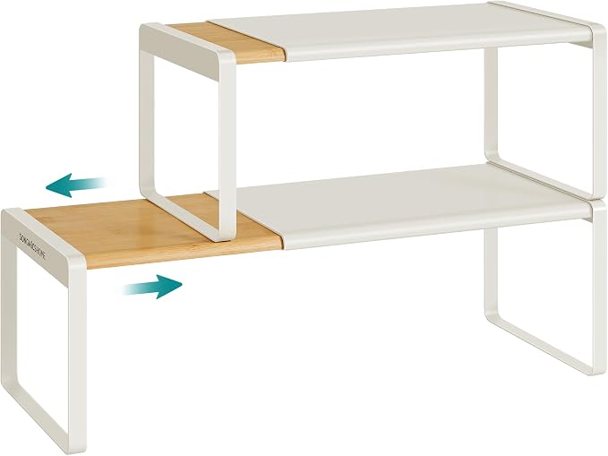SONGMICS HOME Spice Rack, Expandable Cupboard Shelf Orgnizer,Bamboo by SONGMICSHOME