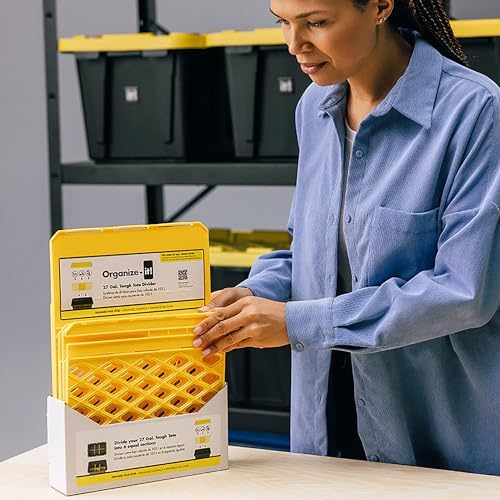 ORGANIZE-IT! 8 Pack 6 Slot Tote Dividers, Durable Plastic Stationery Customizable Organizers for 27 Gallon Storage Containers, Yellow - Image 6