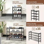 Expandable Shoe Rack, Heavy Duty Metal Shoe Organizer for Closet | 4Tier Heavy Duty Iron Adjustable Shoe Storage,Fits 12+ Pairs,Space-Saving,Non-Slip,Easy Assembly,For Doorway Entryway Bedroom - Image 4