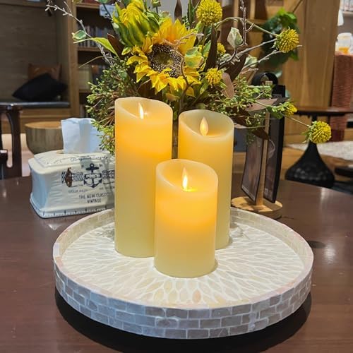 12.5" Lazy Susan for Table Top – Mother of Pearl Spinning Turntable Serving Tray, Marble Lazy Susan Organizer for Dining Table Centerpiece, Kitchen Island Decor, Bathroom Counter, Outdoor Use (White) - Image 3