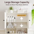 Vipbear Over The Toilet Storage Cabinet, 32.3” W Farmhouse Bathroom Storage Cabinet Above Toilet with Toilet Paper Holder and Barn Doors, Freestanding Restroom Organizer Space Saving Rack, White - Image 3