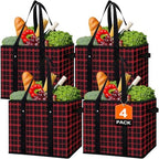 Reusable Grocery Bags 4 Pack, Foldable & Water Resistant Shopping Bags by WiseLife