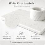 2PCS Water Absorbing Stone Drying Tray for Kitchen Counter & Bathroom Sink, Diatomite Faucet Splash Guard, Soap Dispenser Rack & Sponge Holder Caddy Organizer, Marble White (Printed Pattern), 9"x 3.5" - Image 6
