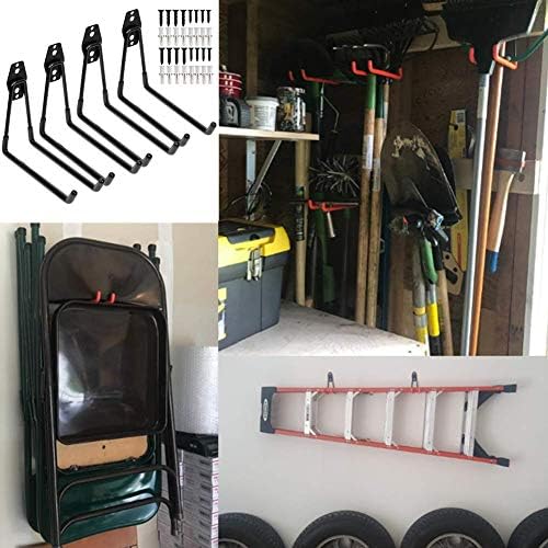 Heavy Duty Garage Storage Utility Double Hooks,Extended Wall Mount Tool Holder Organizer for Ladders,Bike,Chair (4 Pack Black 7.5" Large U Hook) - Image 2