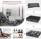 Onlyeasy Under Bed Shoe Storage Organizer with Sturdy Handles and Clear Window 1 Pack Fits 12 Pairs, Premium Foldable Underbed Shoes Container Box for Closet, Linen-like Black, MXAUBSB1P - Image 6