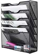 EasyPAG 5 Tier Wall File Holder Mesh Hanging Folder Organizer with Classify Label, Versatile Desk File Holder, Vertical Wall Mounted Mail Organizer for Office Home Cubicle, Black, Closed Sides - Image 3