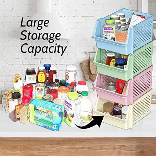 Skywin Stackable Storage Bins Open Front for Pantry Storage, 4 Pack - Multi - Image 3