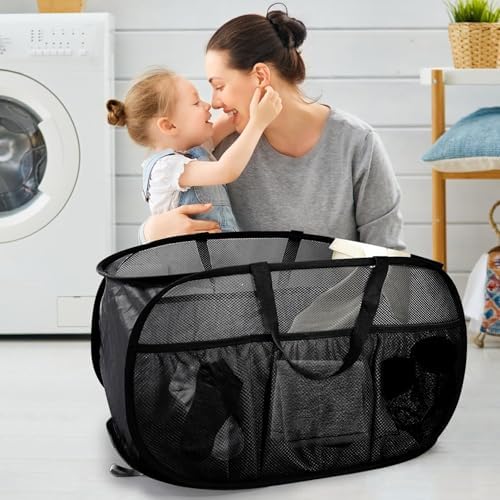Collapsible Laundry Baskets, Upgrade Pop Up Laundry Hamper with Convenient Bags, Foldable Laundry Basket Mesh Light Weight, Easy to Carry Clothes Hampers for Laundry, Dorm, Toys, Travel 4 Pack - Image 2