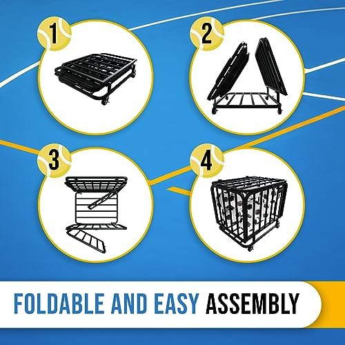 Ball Cart - Basketball Cart with Wheels, Ball Cage Garage Sports Equipment Organizer, Metal Rolling Multi Sports Ball Storage for Gym, Lockable Lid, Indoor and Outdoor. - Image 3