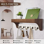 Rebee Vision Key Holder Wall Mount with Shelf for Entryway, Brown & White - Image 2