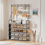 OYREL Shoe Rack, 5 Tier Shoes Storage Organizer with Hooks and Side Pocket - Image 2