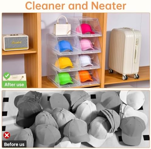 Stackable Clear Hat Organizer for Baseball Caps with Sliding Drawer - Image 5