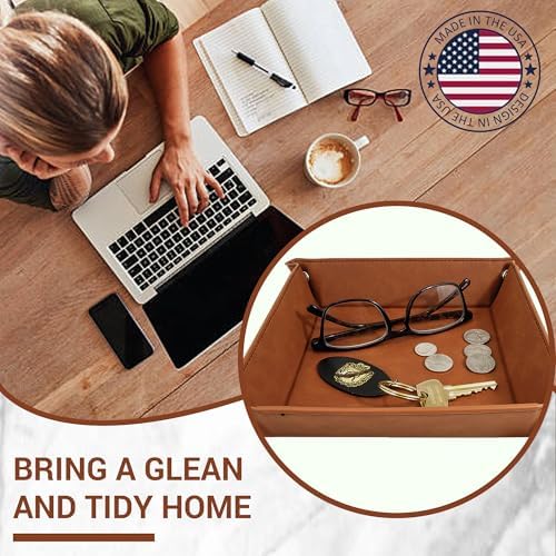 Personalized Valet Tray, Custom Engraved Leather Keys Tray for Men - Image 7