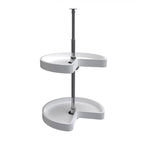 Rev-A-Shelf 18" Kidney Shaped Dual Tier Lazy Susan Organizer for Corner Base Kitchen Cabinets, Plastic Home Storage Shelves, White, 6472-18-11-52 by Rev-A-Shelf