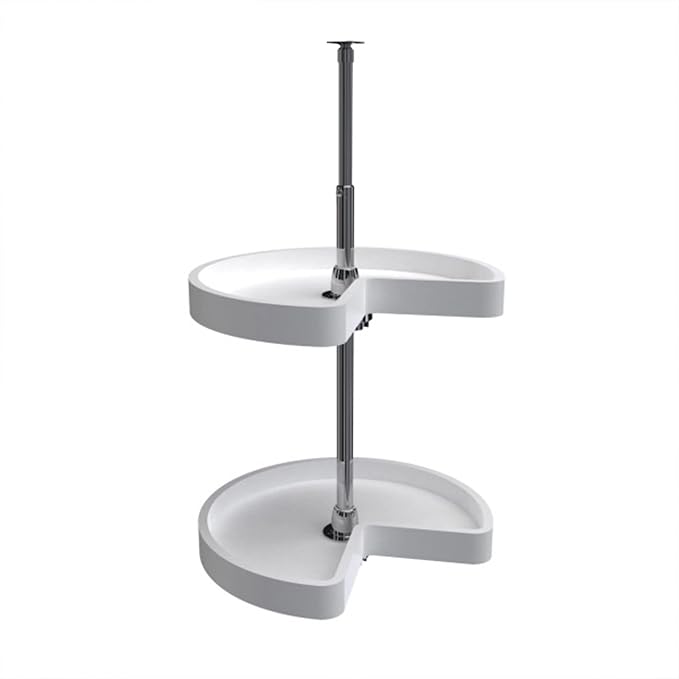 Rev-A-Shelf 18" Kidney Shaped Dual Tier Lazy Susan Organizer for Corner Base Kitchen Cabinets, Plastic Home Storage Shelves, White, 6472-18-11-52 by Rev-A-Shelf