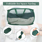 Sturdy Mesh Pop Up Laundry Hamper, Collapsible Laundry Baskets with Side Pocket, Foldable Clothes Hamper with Reinforced Carry Handles for Laundry, Bathroom, Kids Room, Dorm or Travel Emerald - Image 5