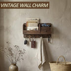 Rebee Vision Pine Wood Key Holder Wall Mount with Mail Sorter, Retro Brown - Image 6