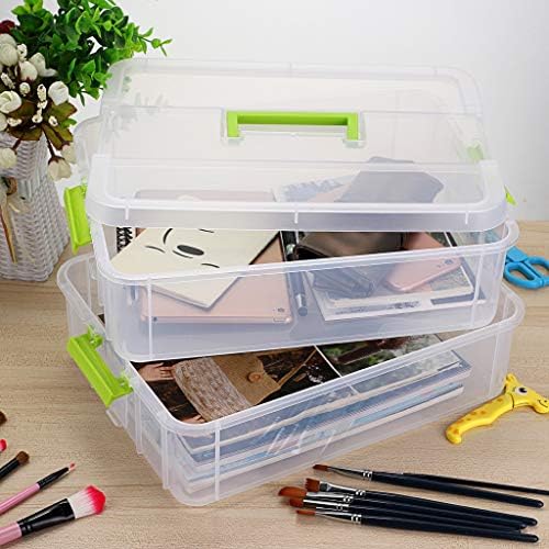 BTSKY 2 Layer Stack & Carry Box, Plastic Multipurpose Portable Storage Container Box Handled Organizer Storage Box for Organizing Stationery, Sewing, Art Craft, Jewelry and Beauty Supplies Green - Image 6