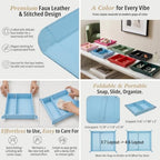 UnionBasic Medium Jewelry Tray for Rings Watches Earrings, Entryway Catchall Caddy for Coins Keys Change, Nightstand Bedside Valet Holder, Trays for Electronic Gadgets, Blue Plus - Image 2