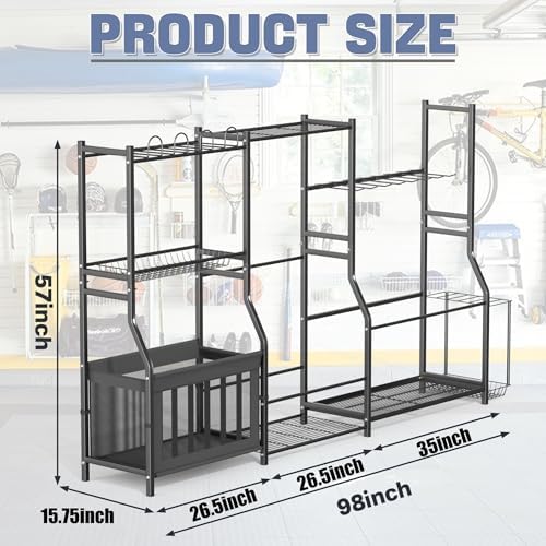 WALMANN Garage Sports Equipment Organizer Stand, Freestanding Ski Rack - Image 3