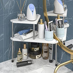 Weenson Bathroom Counter Organizer Over Sink for Toiletries Makeup, Kitchen Countertop Organizer Spice Rack for Salt, 2-Tier Corner Counter Shelf for Coffee Area Storage Dresser Table Bamboo - Image 2