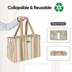 BALEINE Extra Large Utility Tote Bag with Reinforced Wire Frame, Reusable Grocery Bag for Shopping, Picnic (Color Strip, 16.5''x14''x10'') - Image 5