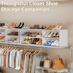 X-cosrack Long White 11.02″Shoe Rack for Closets, Stackable and Expandable Shoe Organizer, Suitable for Entryways, Garages, Storage Shelves Made of MDF, Oxford Cloth and Iron - Image 5