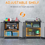 Metal Garage Storage Cabinet with Wheels, Adjustable Rolling Tool Storage Cabinet with Lock, 34" Steel Locking Tool Cabinet with Doors and Shelves for Garage, Warehouse (Black&Gray, 34.3" H) - Image 5