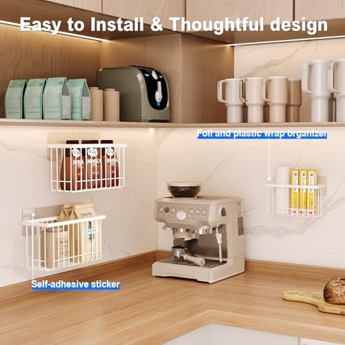 MUSTORN 3 Pack Adhesive Cabinet Door Organizer, Lid Organizers Inside Cabinet Food Container/Tumbler Lid Organizer and Storage Cup Lids Holder for Kitchen & Bathroom Wall Mounted(White) - Image 4